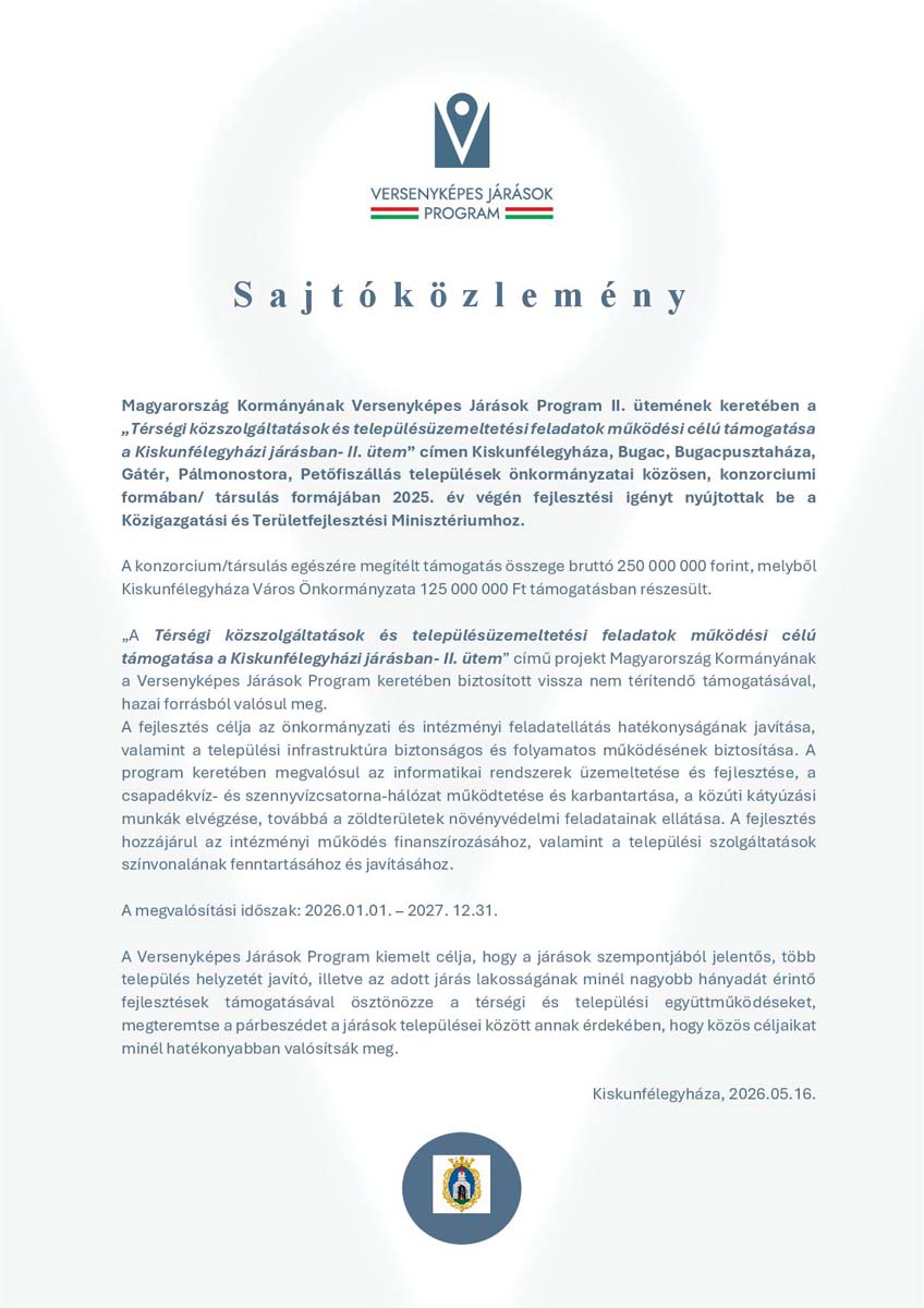 VJP közlemény
